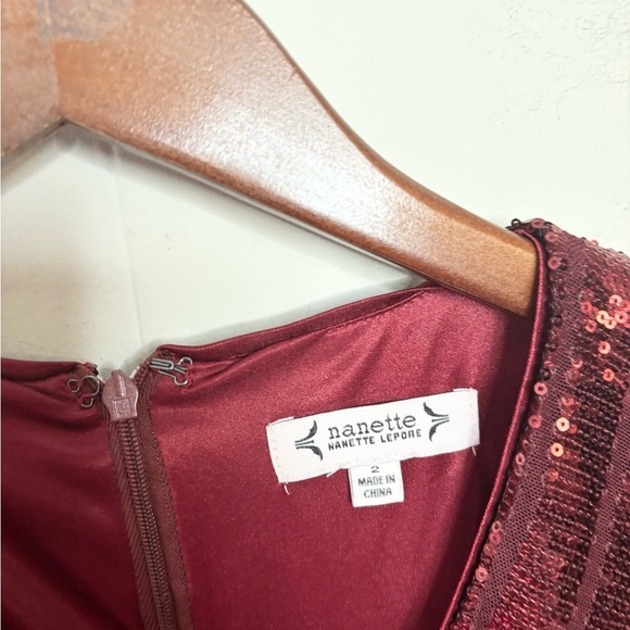 Nanette Lapore red long sleeve sequins holiday mini dress size 2 new - Picture 3 of 6